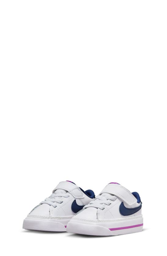 Nike Kids' Court Legacy Sneaker In White/ Navy/ Mint/ Purple