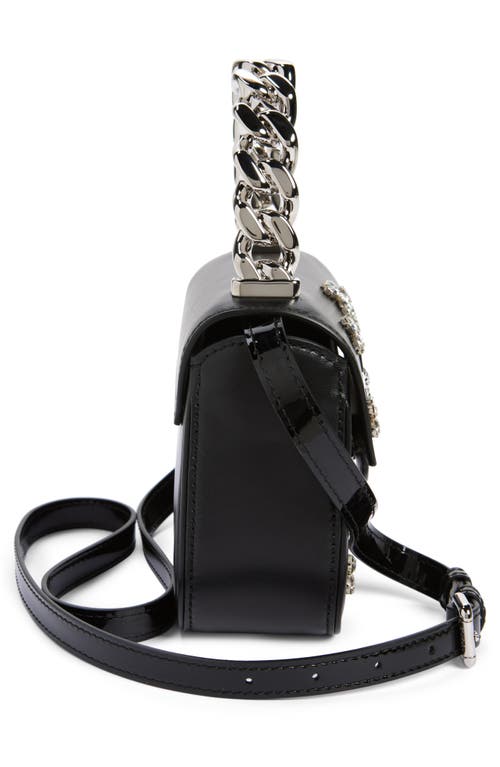 Shop Versace Mini La Medusa Crystal Embellished Leather Top Handle Bag In Black-palladium