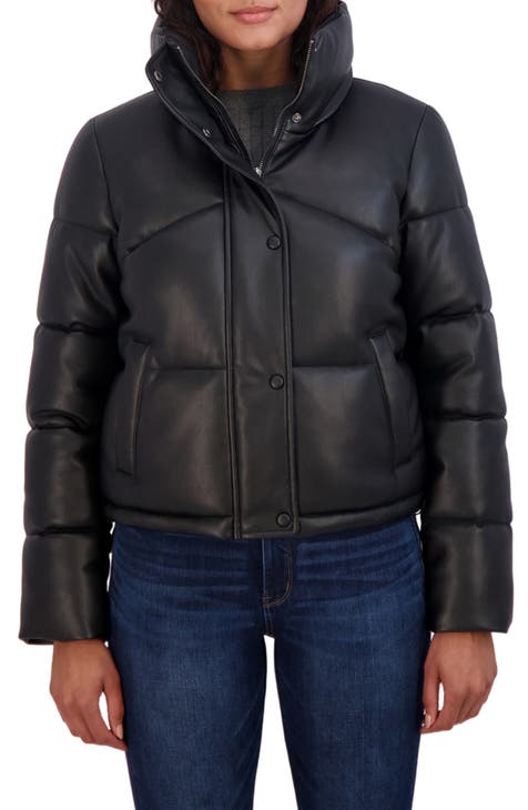 Sebby Collection Women's Puffer Jacket Reversible to Cozy Faux Fur with  Hood Camo Black X-Large