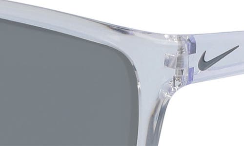 Nike Adrenaline 66mm Rectangular Sunglasses In Crystal Clear/grey/silver