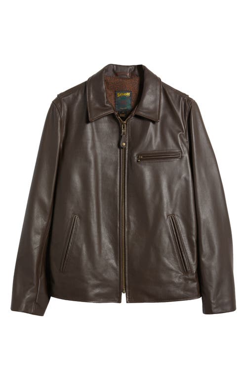 Schott Nyc Waxy Cowhide Leather Moto Jacket In Brown