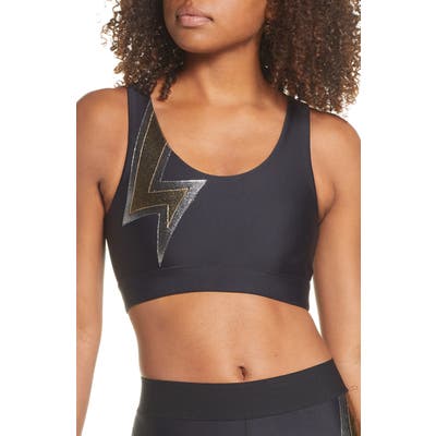 Heroine Sport Bolt Applique Sports Bra, Black
