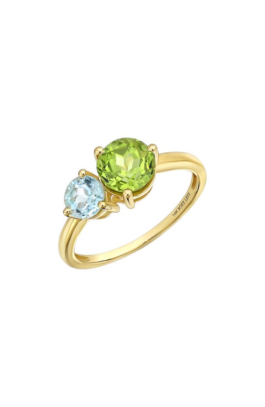 Shop Bony Levy 14k Gold Semiprecious Stone Stackable Ring In 14k Yg Blue Topaz Peridot