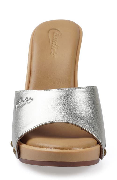 Shop Candies Candie's Antonella Slide Sandal In Metallic Silver