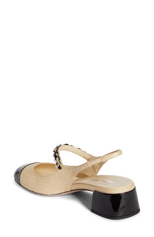 Shop Miu Miu Chain Strap Slingback Cap Toe Pump In Natural/black