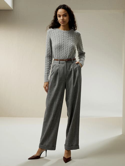 Shop Lilysilk Wide Leg Wool-flannel Suit Trousers In Glen Check