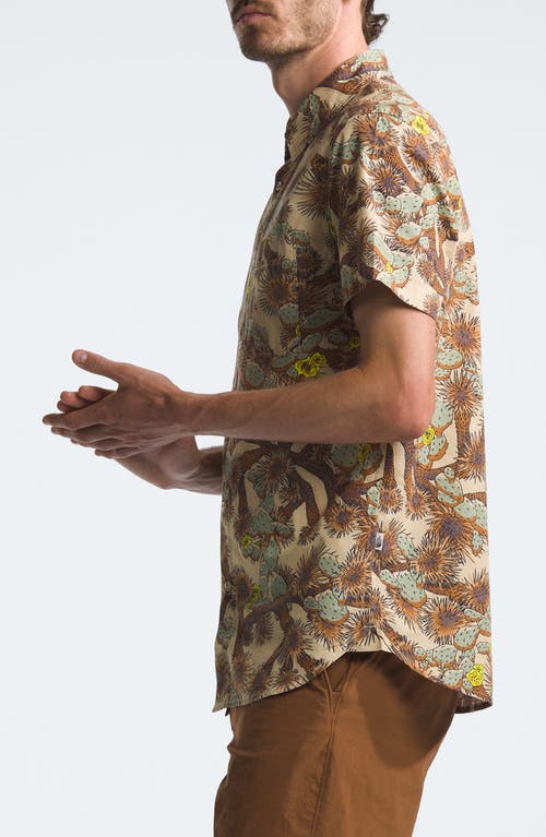 Shop The North Face Baytrail Pattern Short Sleeve Button-up Shirt In Gravel Tnf Cactus Camo Print