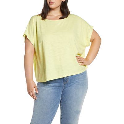 Plus Size Eileen Fisher Scoop Neck Tee, Yellow