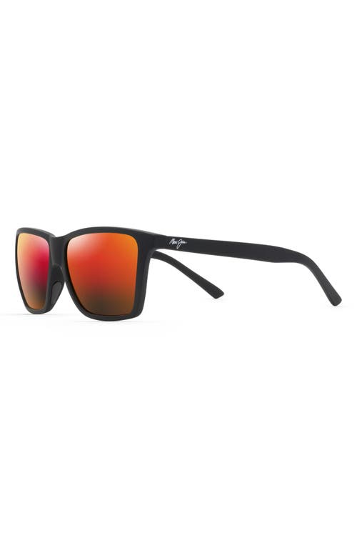 Shop Maui Jim Cruzem 57mm Polarizedplus2® Rectangular Sunglasses In Black Matte/hawaii Lava