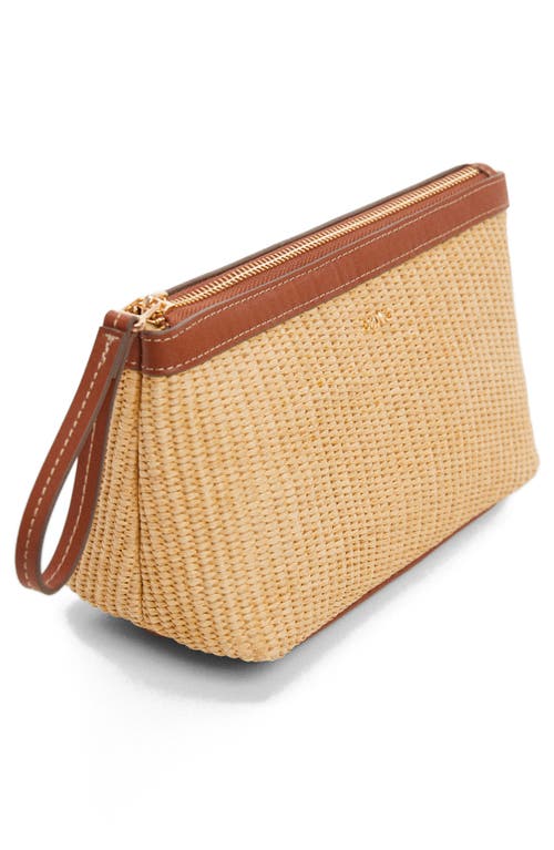 Shop Mango Woven Zip Pouch In Brown