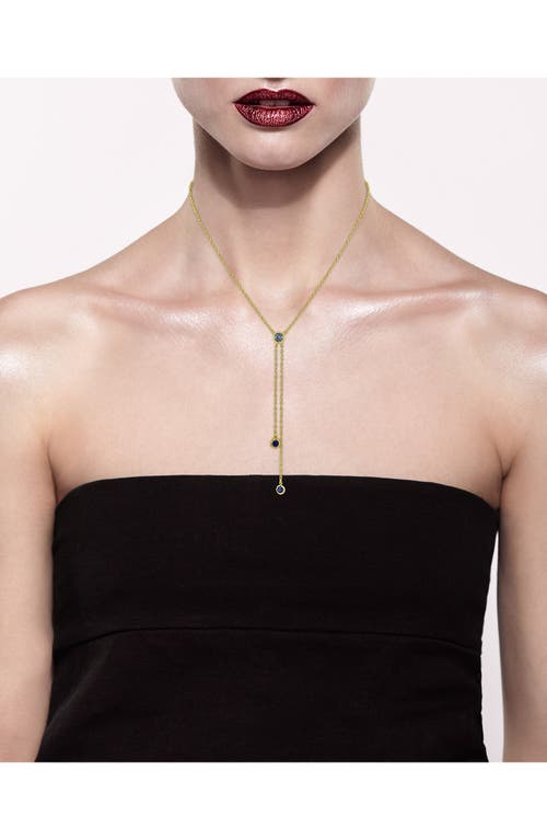 Shop Cz By Kenneth Jay Lane Cz Lariat Necklace In Multi Blue/gold