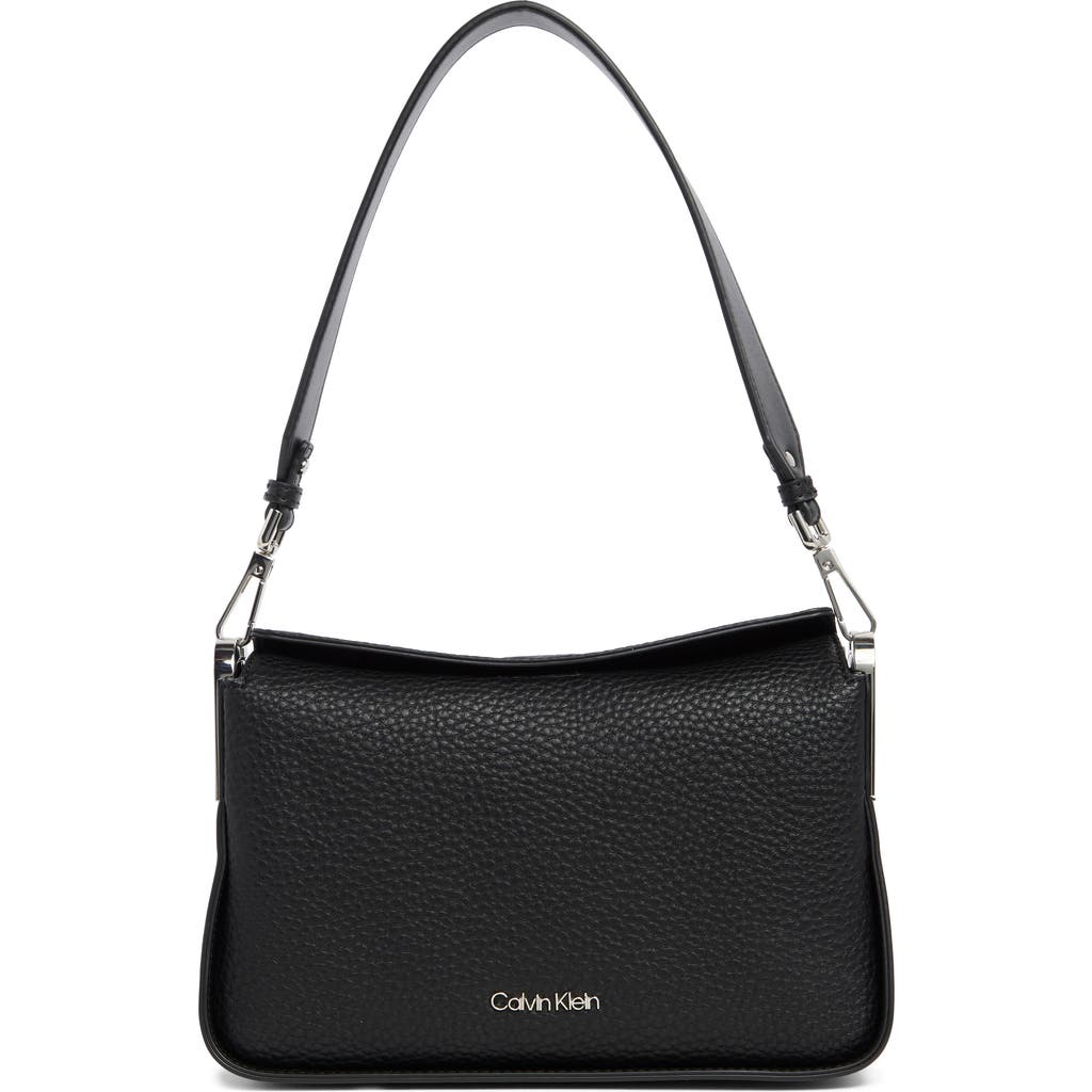 Shop Calvin Klein Fay Shoulder Bag In Black/silver