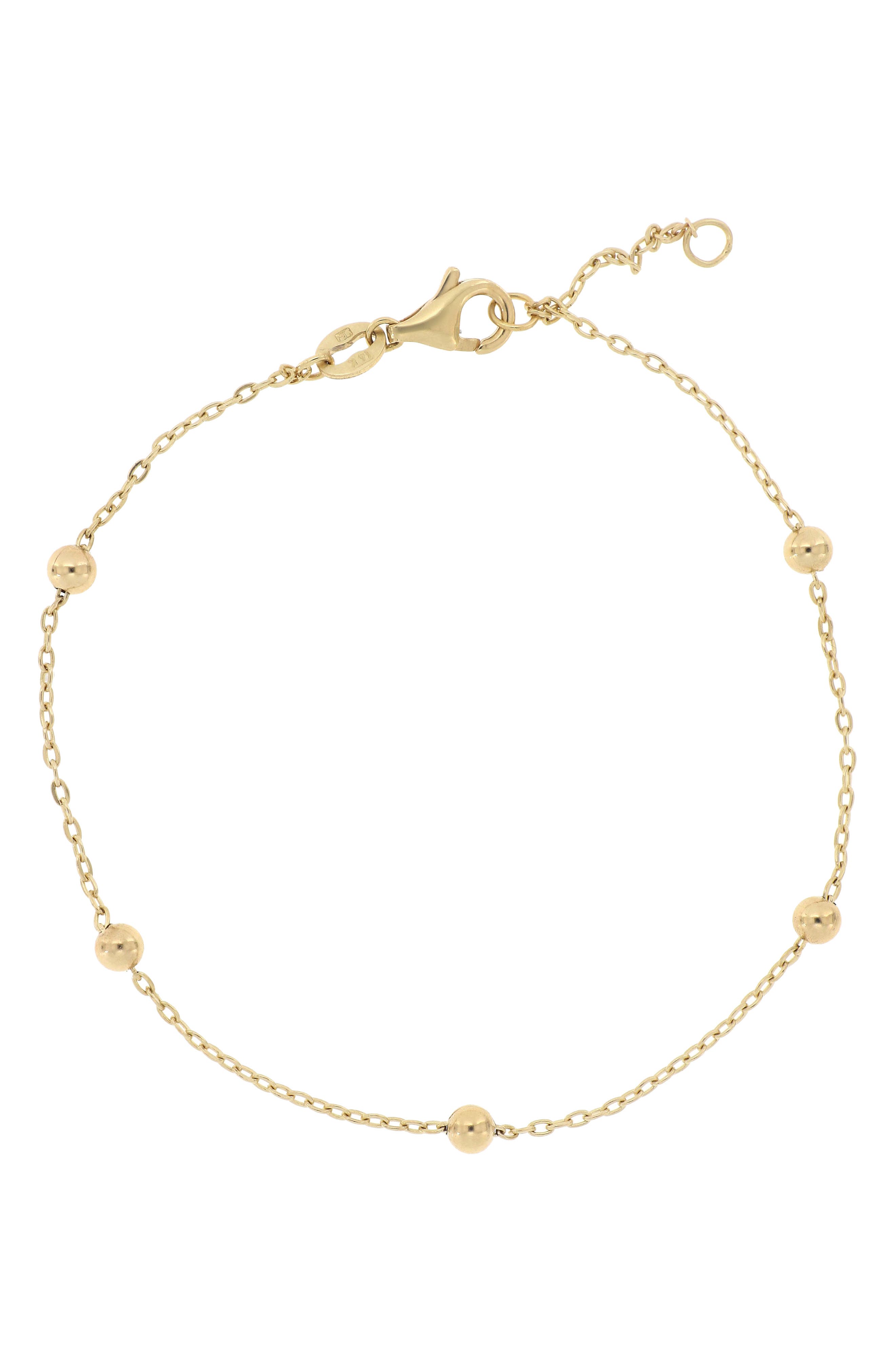 Real 14K White Gold CZ Bracelet Beads Small Pendant Charm 