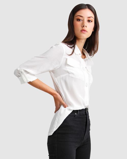 Shop Belle & Bloom Eclipse Rolled Sleeve Blouse In Cream