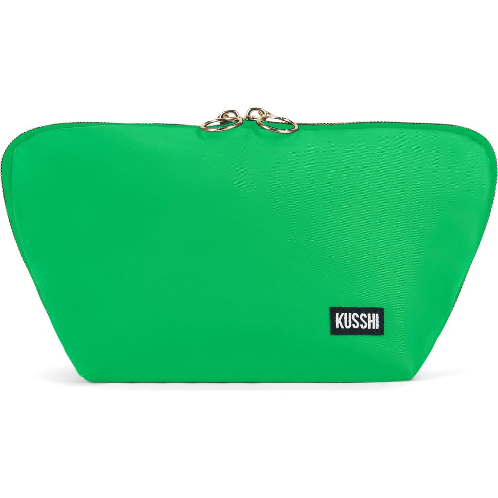 Kusshi Signature Makeup Bag In Kelly Green/light Navy
