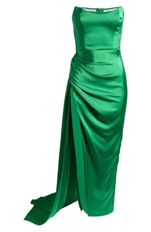 Shop Katie May Bita Strapless Satin Gown In Emerald