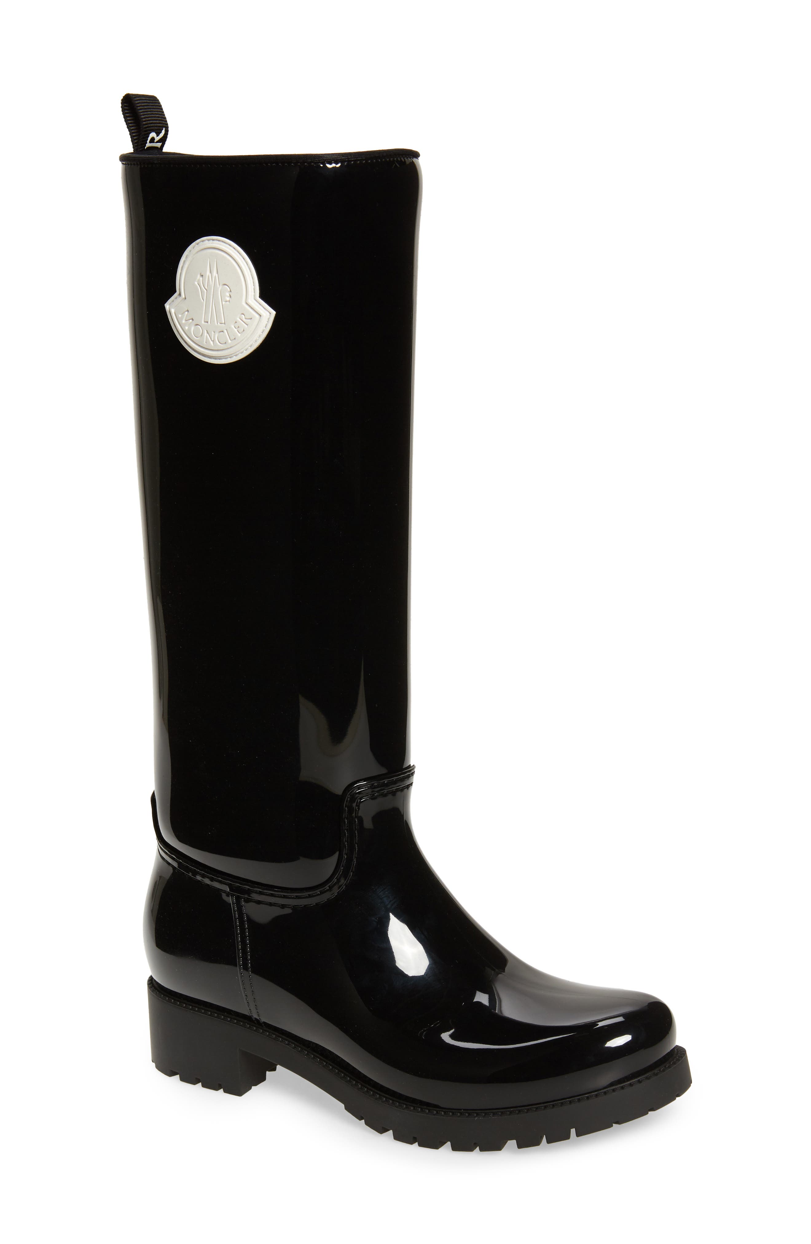 black knee high rain boots