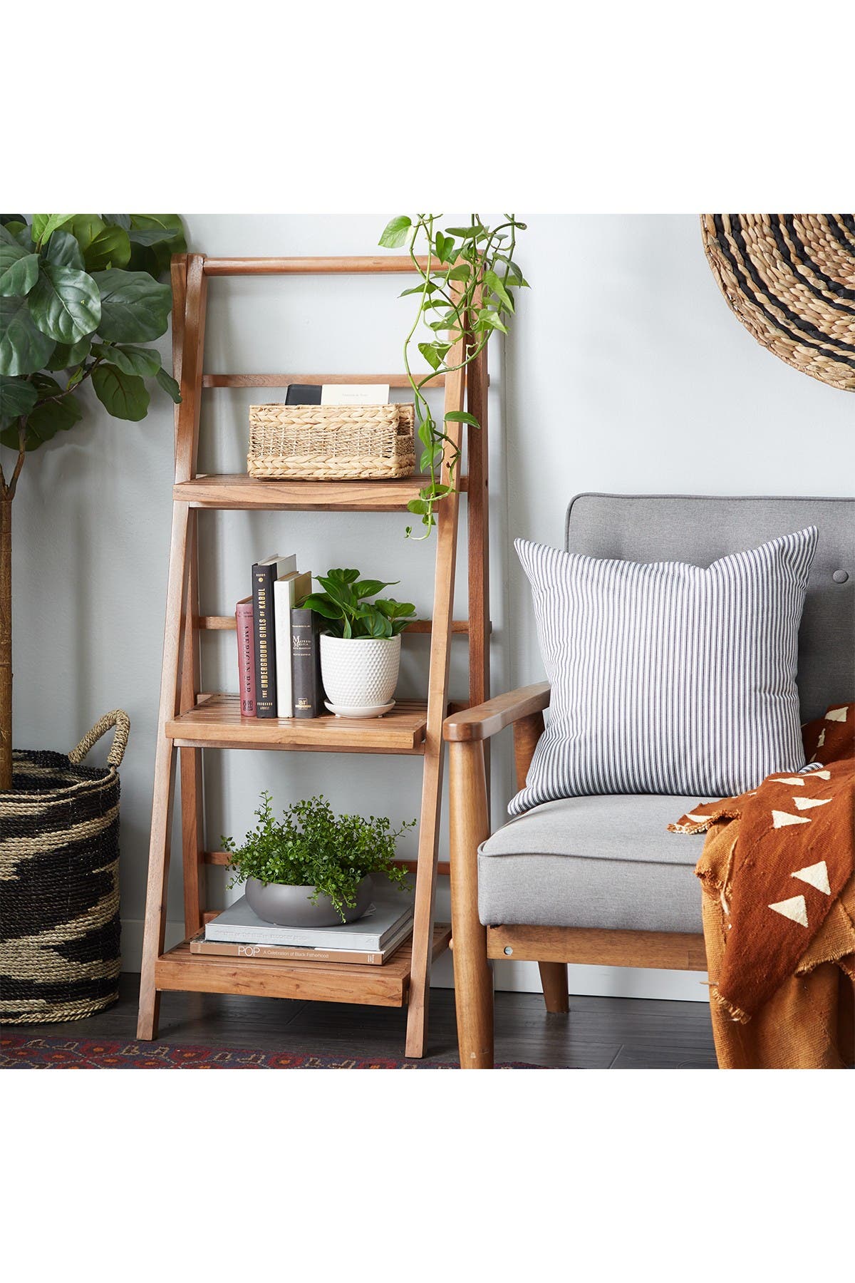 Willow Row Tall Rustic Farmhouse Wooden Ladder Shelf 18 X 48 Nordstrom Rack