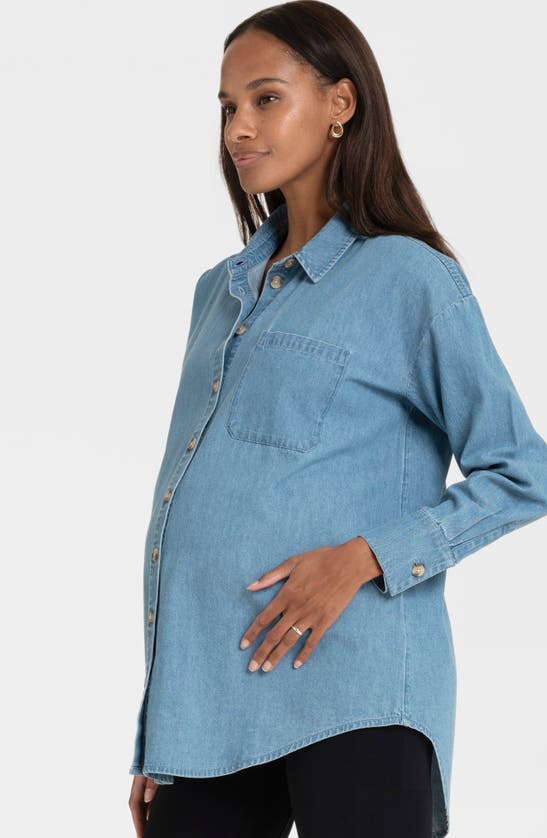 Shop Seraphine Denim Button-up Maternity Shirt