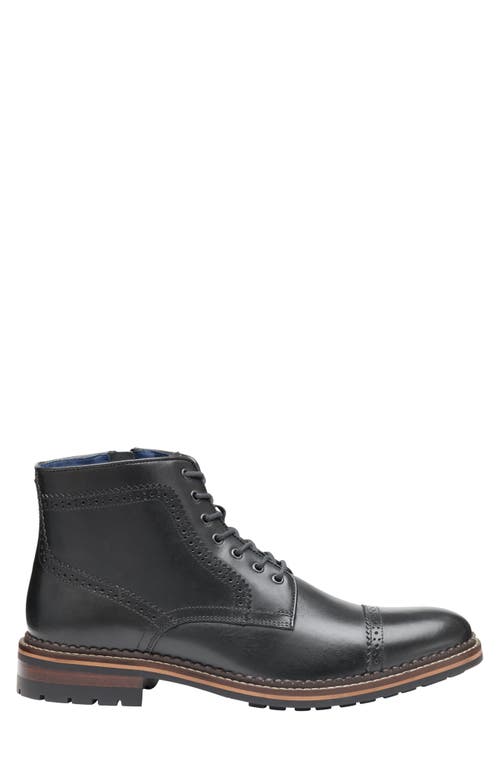 Johnston & Murphy Benton Leather Cap Toe Boot In Black Full Grain