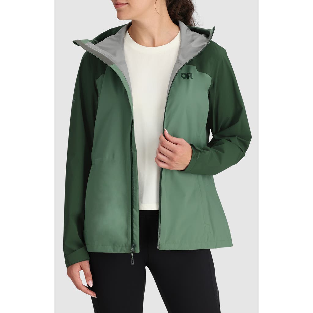 Outdoor Research Stratoburst Packable Rain Jacket In Balsam/grove