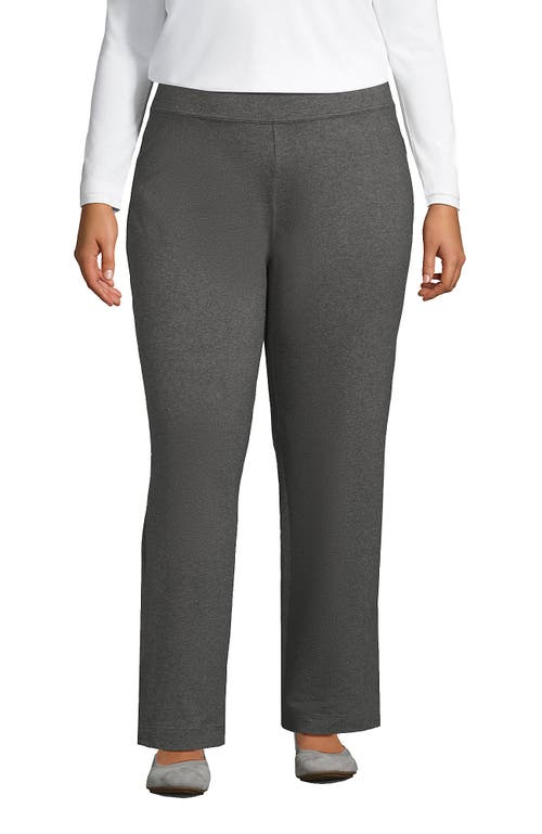 Shop Lands' End Plus Size Starfish Mid Rise Straight Leg Pants In Charcoal Heather