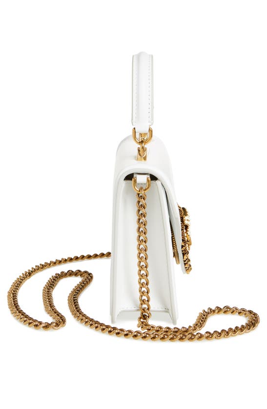 Shop Dolce & Gabbana Mini Devotion Leather Top Handle Bag In Optical White