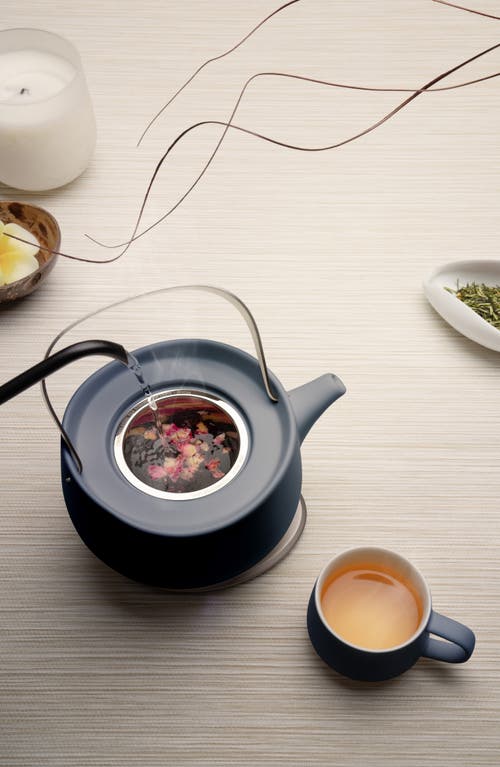 Ohom Leiph Self-heating Teapot Set In Navy Blue