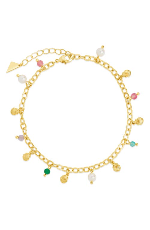 Sterling Forever Truvy Cultured Pearl & Charm Anklet in Gold at Nordstrom