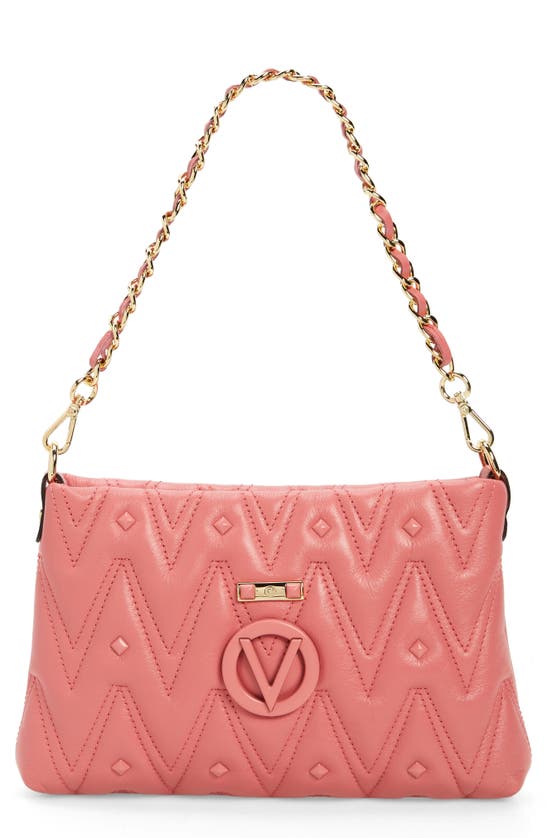Shop Valentino By Mario Valentino Vanille Diamond Quilted Leather Shoulder Bag In Coral Pink