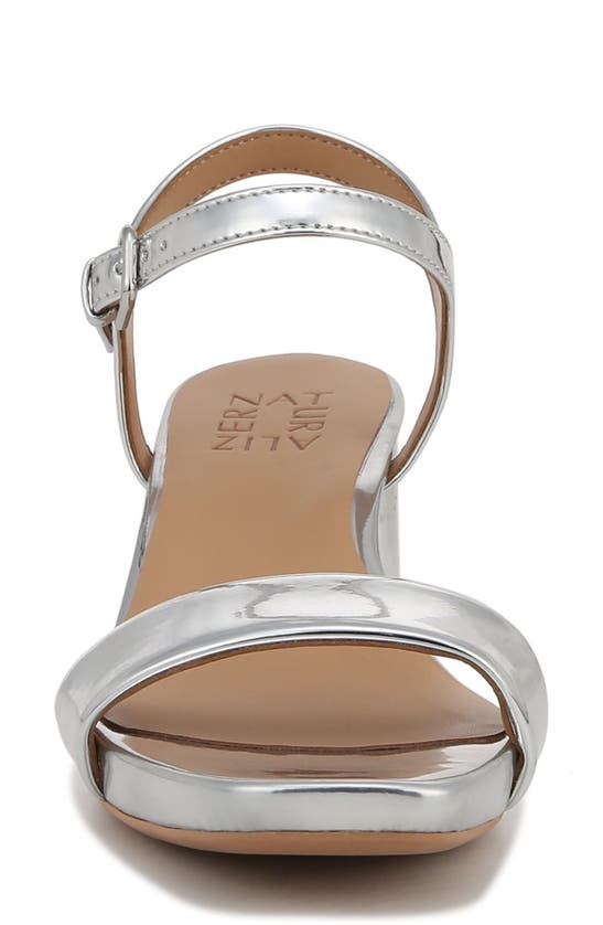 Naturalizer Izzy Ankle Strap Sandal In Silver Faux Leather