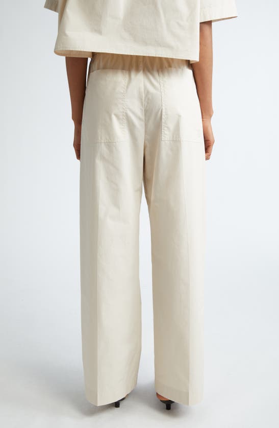 Shop Totême Toteme Organic Cotton Poplin Drawstring Pants In Stone