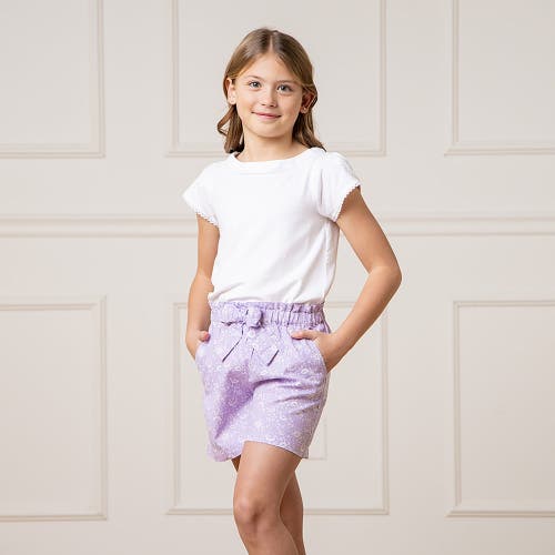 Shop Hope & Henry Girls' Pull-on Cinched Waist Linen Short, Toddler In Lavender Fields Floral