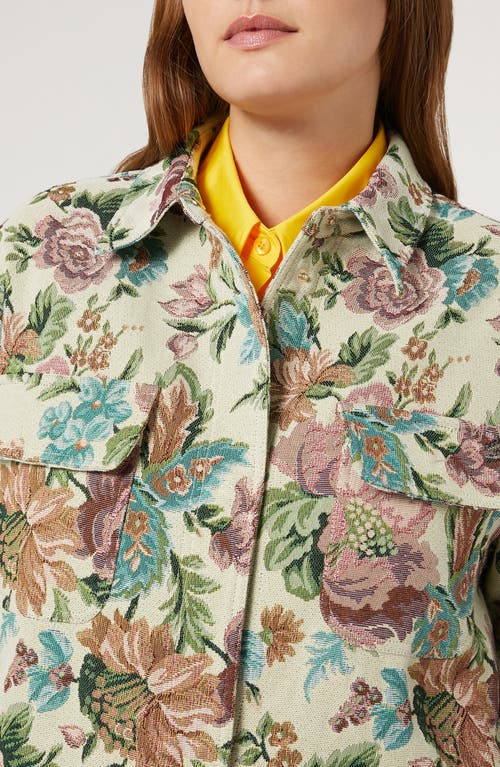 Shop Marina Rinaldi Canapa Floral Jacquard Jacket In Pale Yellow