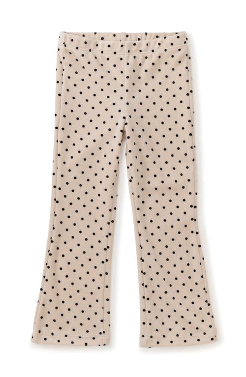 Tea Collection Polka Dot Velour Flare Pants in Dot In Almond 