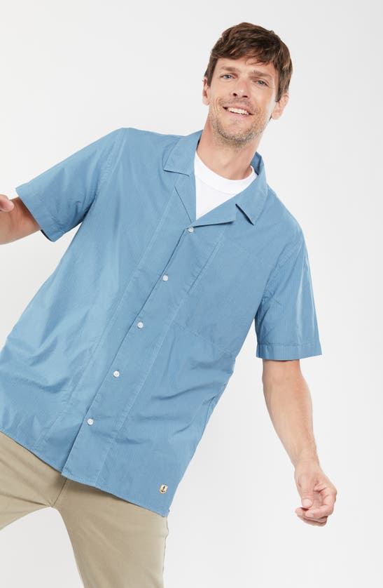 Shop Armor-lux Comfort Cotton Camp Shirt In Bleu