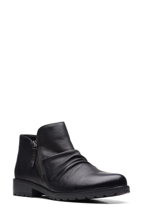 Clarks(r) Clarkwell Zip Ankle Bootie in Black Leather