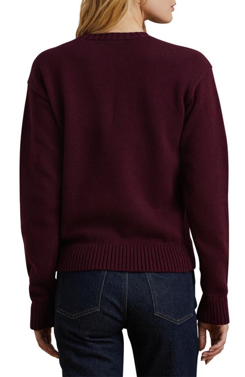 Shop Lauren Ralph Lauren Intarsia Vizsla Cotton Sweater In Pinot Noir