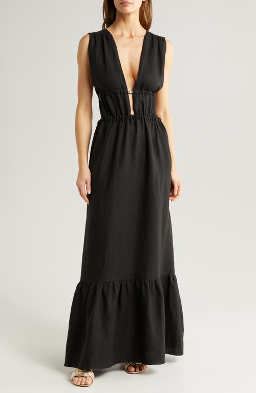 lemlem Lelisa Linen Blend Dress Kelemi Black at Nordstrom,