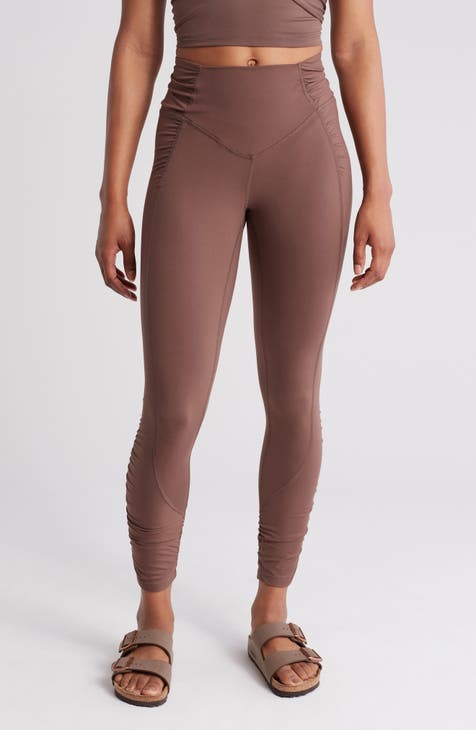 Brushed Inside Leggings with Pockets Brown