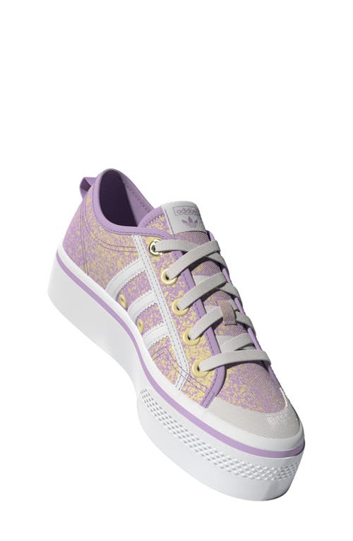 Adidas Originals Adidas Kids' Nizza Speckled Platform Sneaker In Purple/white/yellow