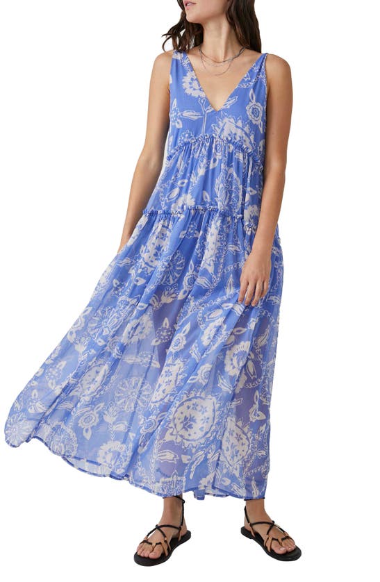 Free People Julianna Floral Print Maxi Dress In Blue