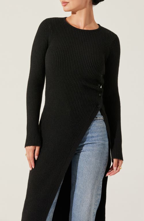 Shop Astr The Label High Slit Long Sweater In Black