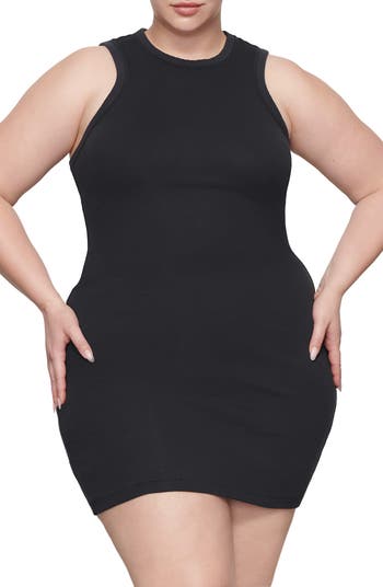 Womens Skims black Cotton-Blend Rib-Knit Tank Dress