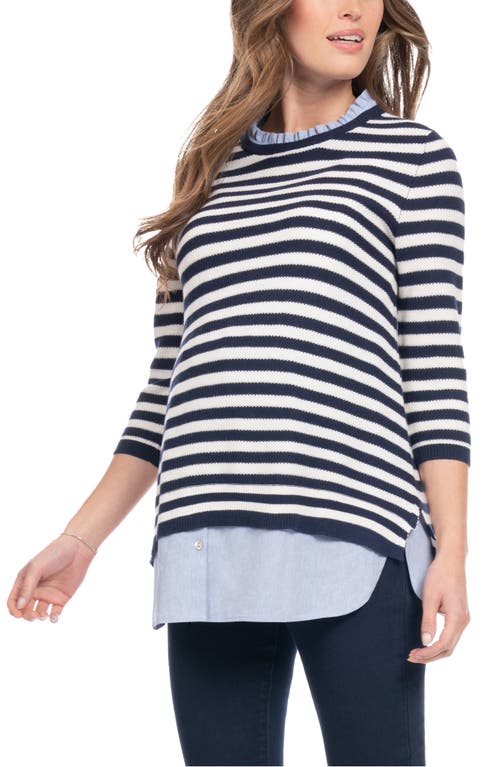 SERAPHINE SERAPHINE STRIPE MIXED MEDIA LAYERED MATERNITY/NURSING SWEATER