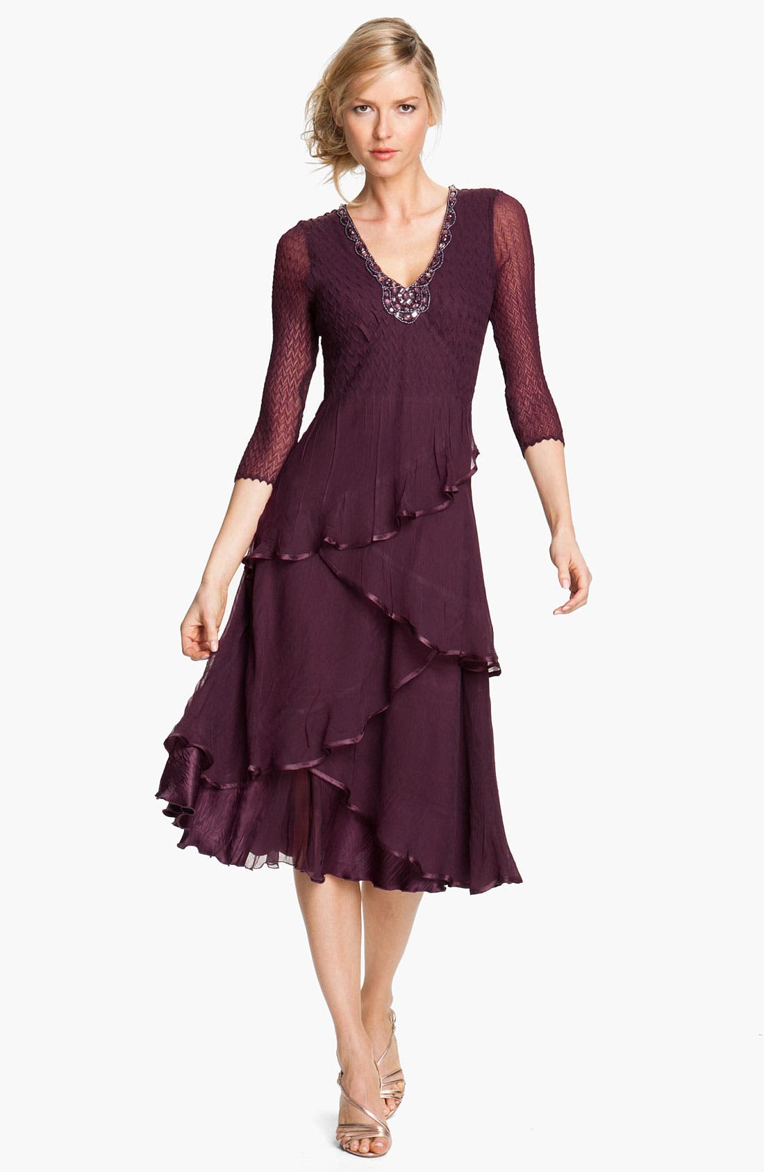 Komarov Embellished Tiered Chiffon Dress Nordstrom