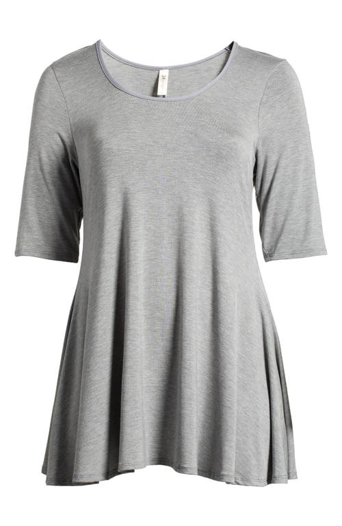 24seven Comfort Apparel Swing Asymmetric Hem Tunic Top In Heather Grey