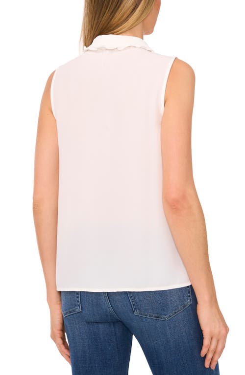 Cece Women's Embroidered-placket Collared Sleeveless Blouse In New Ivory