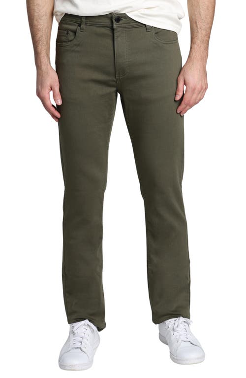 JACHS Straight Fit Stretch Cotton Twill Pants in Olive