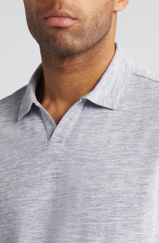 Shop Robert Barakett Martel Slim Fit Herringbone Jacquard Johnny Collar Polo In Grey